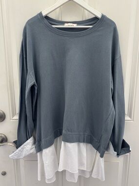 Anthropologie Eri + Ali Layered Cotton Poplin Sweatshirt Tunic XL